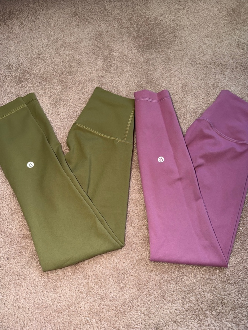 lululemon athletica Kids Leggings - Olive Green and Mauve Purple
